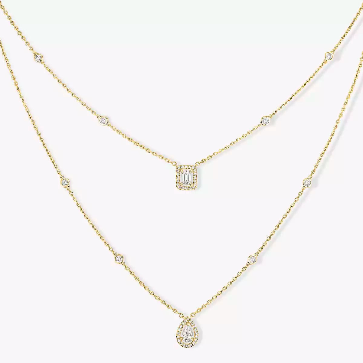 [Dawnora Jewelry]Diamond Necklace My Twin 2 Rows