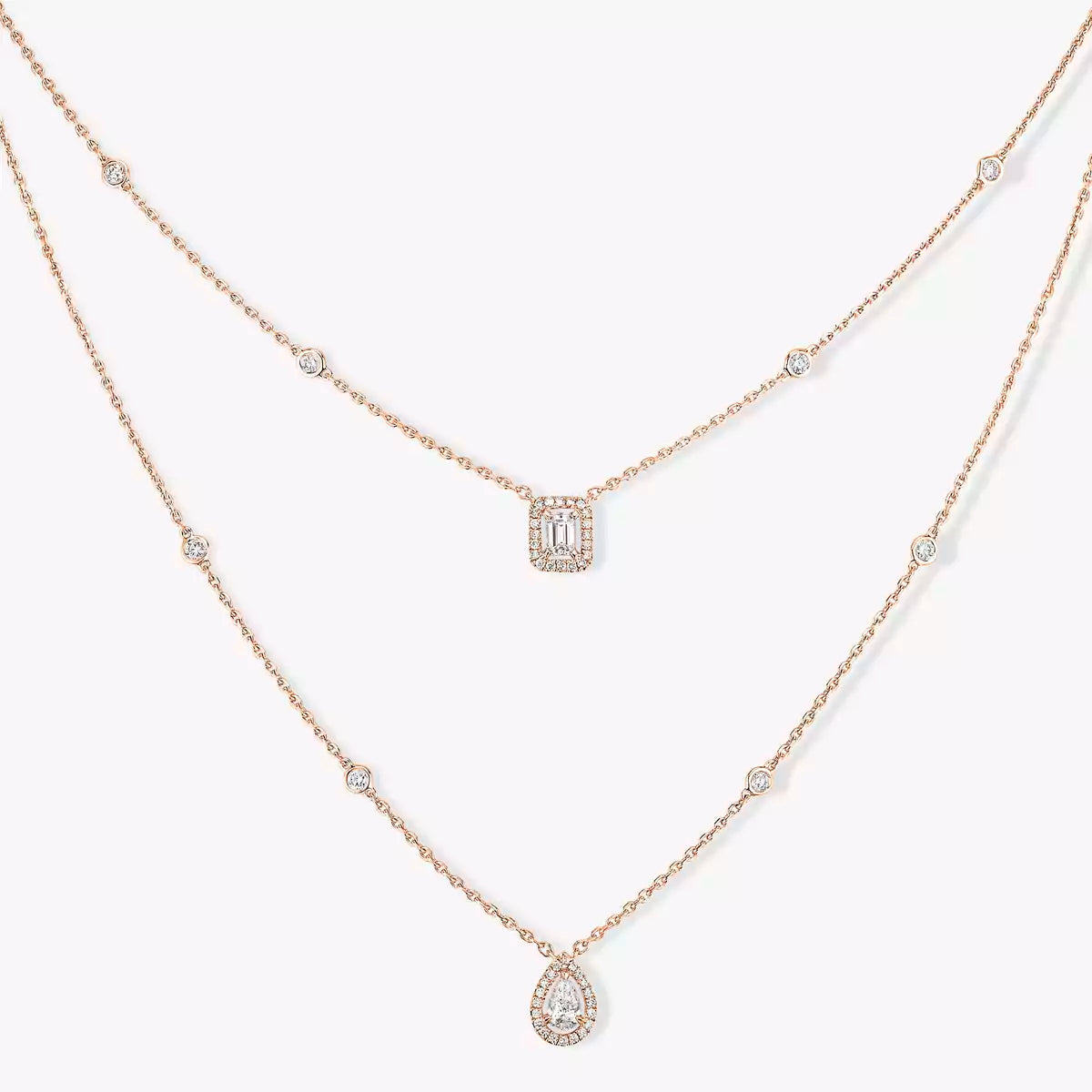[Dawnora Jewelry]Diamond Necklace My Twin 2 Rows