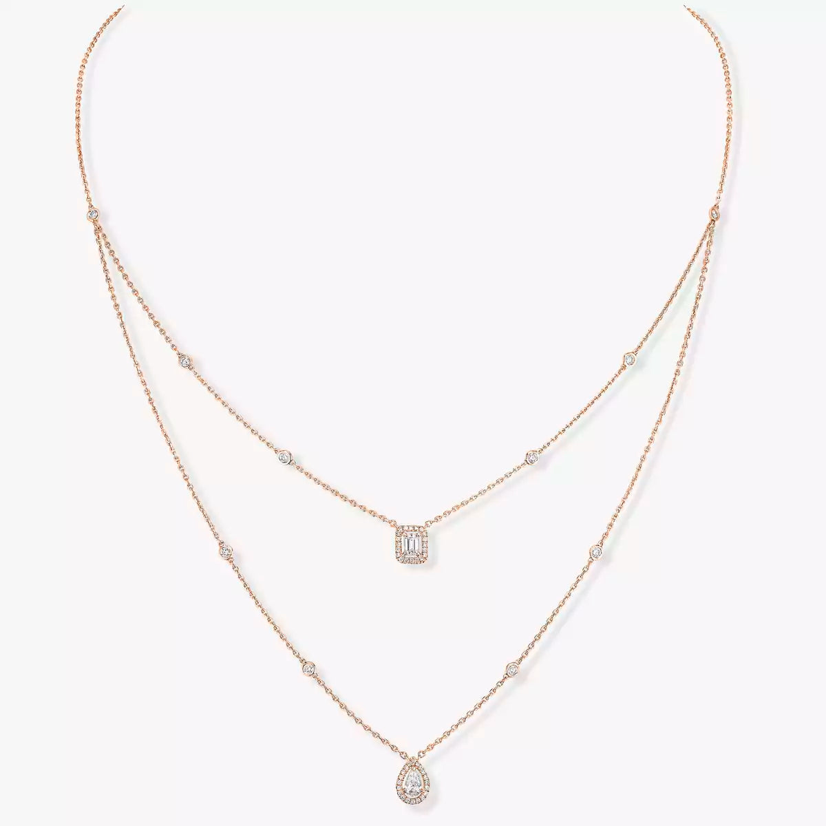 [Dawnora Jewelry]Diamond Necklace My Twin 2 Rows
