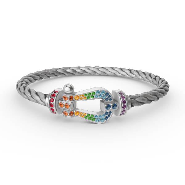[Dawnora Jewelry]FORC LARGE HORSESHOE  COLORED DIAMOND BRACELET SILVER