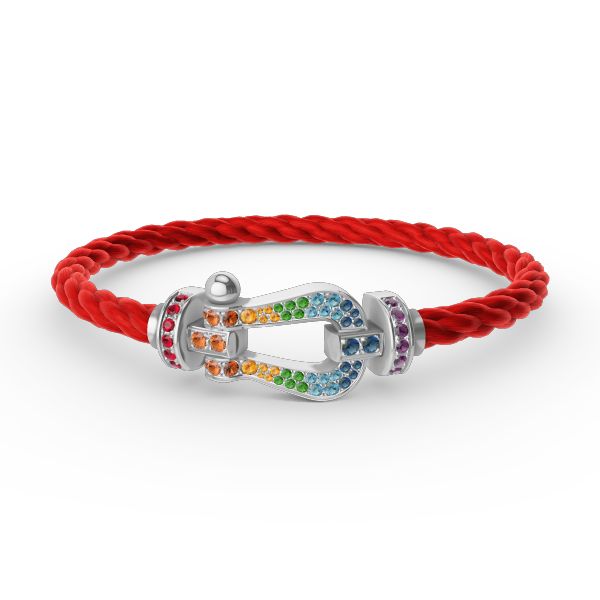 [Dawnora Jewelry]FORC LARGE HORSESHOE  COLORED DIAMOND BRACELET SILVER