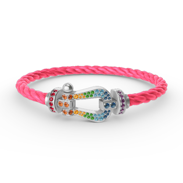 [Dawnora Jewelry]FORC LARGE HORSESHOE  COLORED DIAMOND BRACELET SILVER