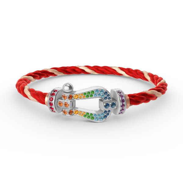 [Dawnora Jewelry]FORC LARGE HORSESHOE  COLORED DIAMOND BRACELET SILVER