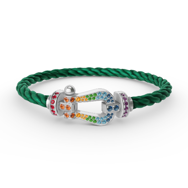 [Dawnora Jewelry]FORC LARGE HORSESHOE  COLORED DIAMOND BRACELET SILVER
