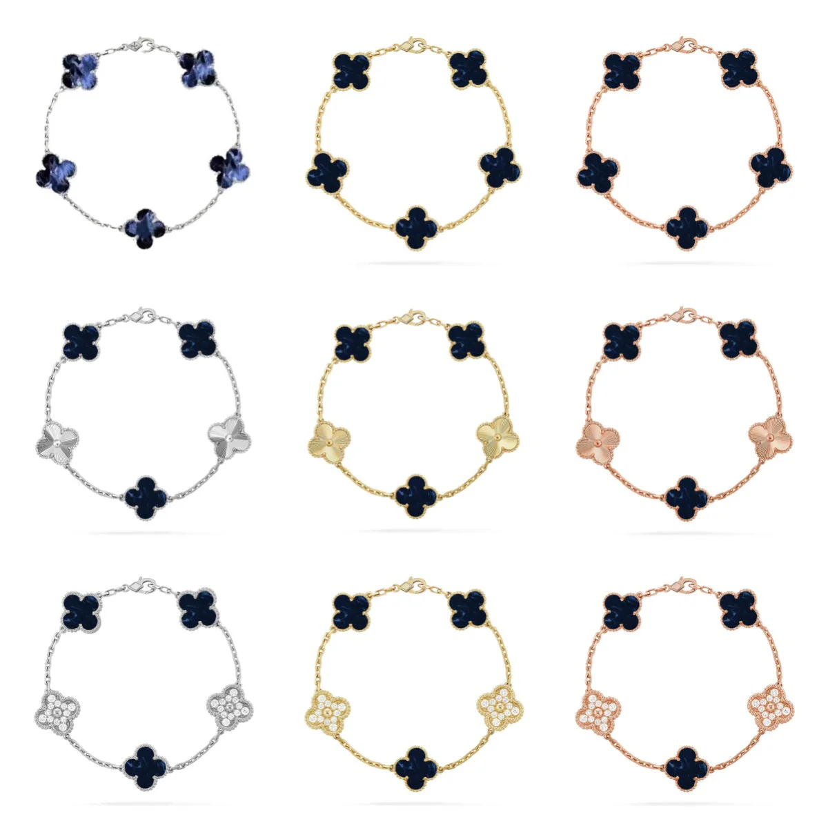[Dawnora Jewelry]CLOVER 5 MOTIF PIETERSITE BRACELET COLLECTION