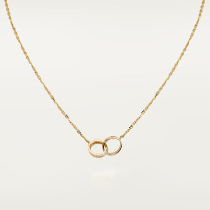[Dawnora Jewelry]LOVE DOUBLE RING HALF DIAMOND NECKLACE
