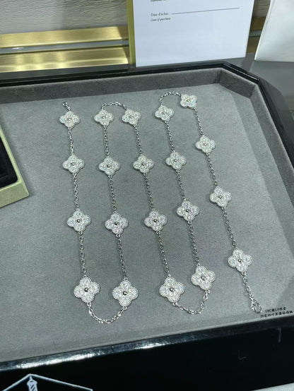 [Dawnora Jewelry]CLOVER 20 MOTIFS FULL-DIAMOND NECKLACE