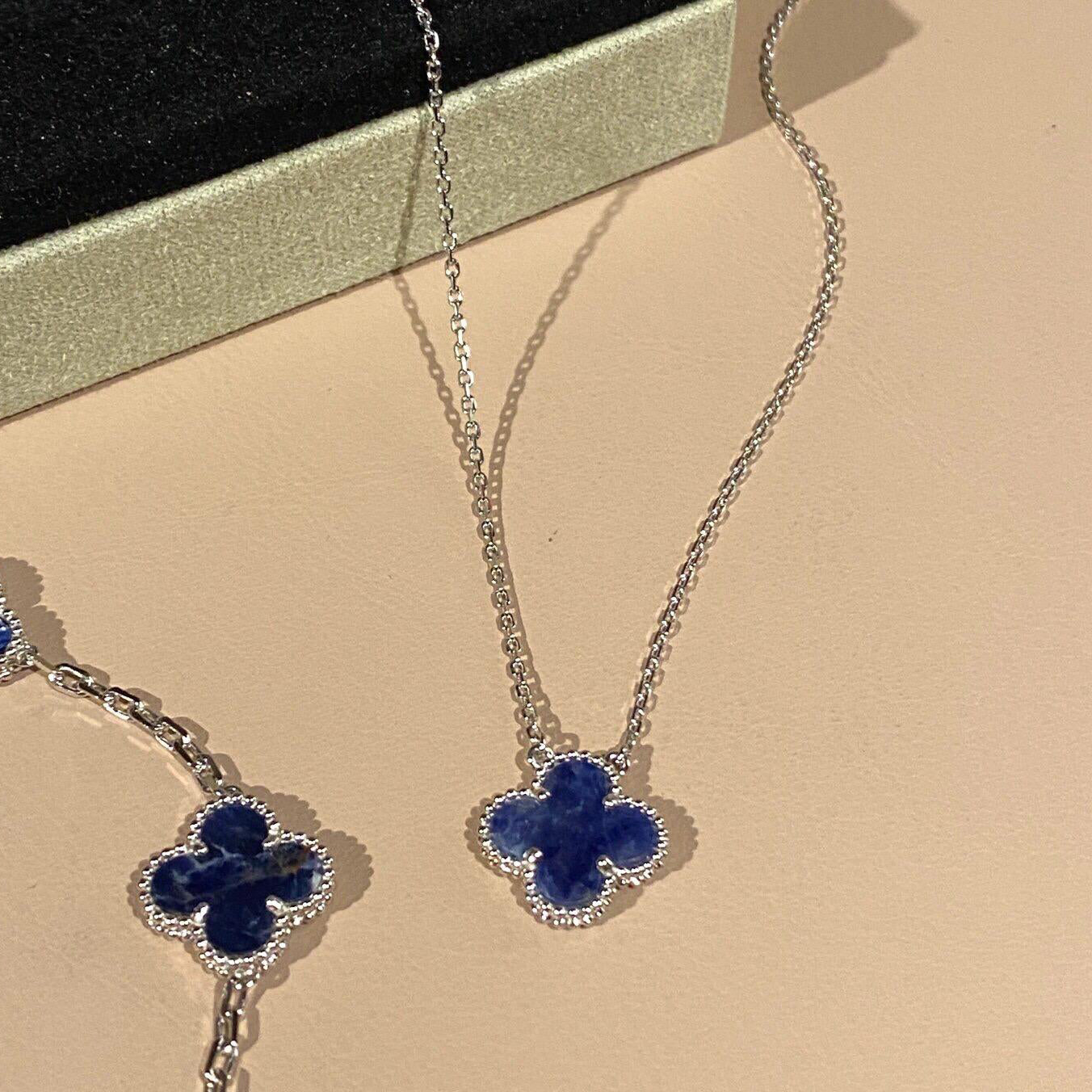 [Dawnora Jewelry]CLOVER 15MM PIETERSITE NECKLACE SILVER