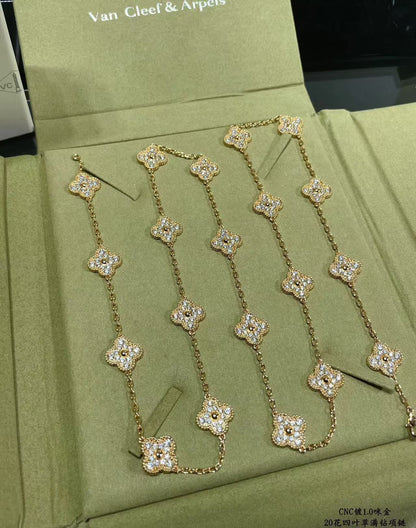 [Dawnora Jewelry]CLOVER 20 MOTIFS FULL-DIAMOND NECKLACE