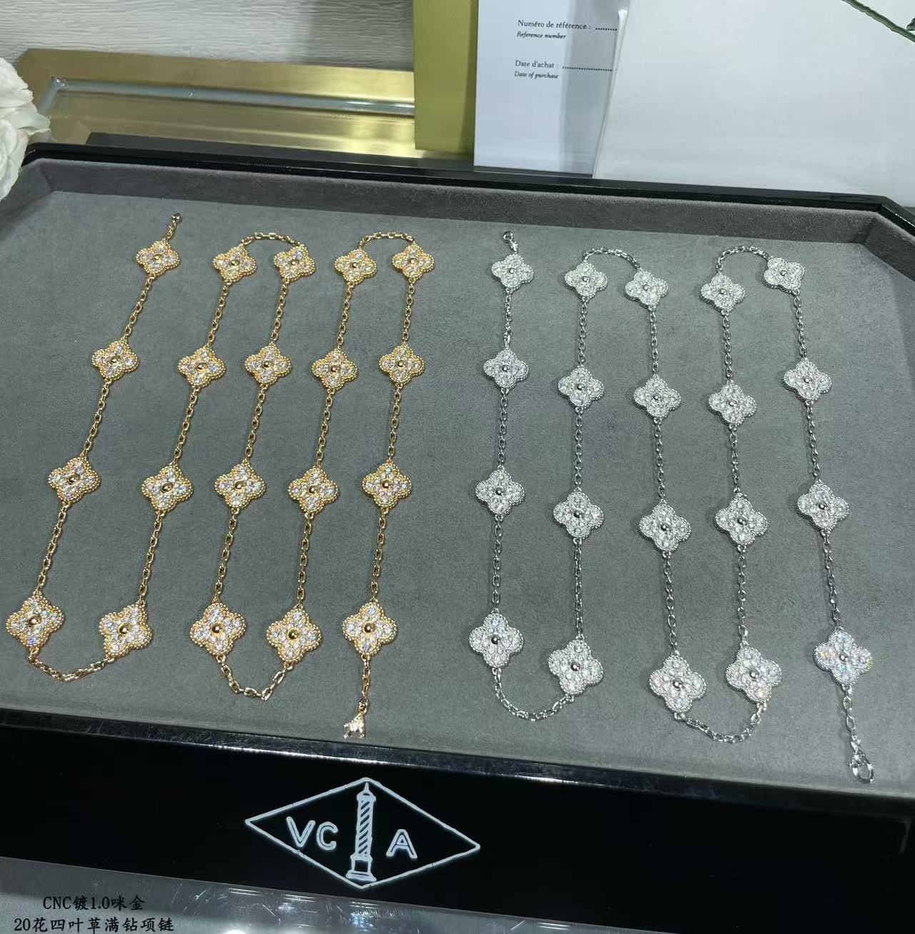 [Dawnora Jewelry]CLOVER 20 MOTIFS FULL-DIAMOND NECKLACE
