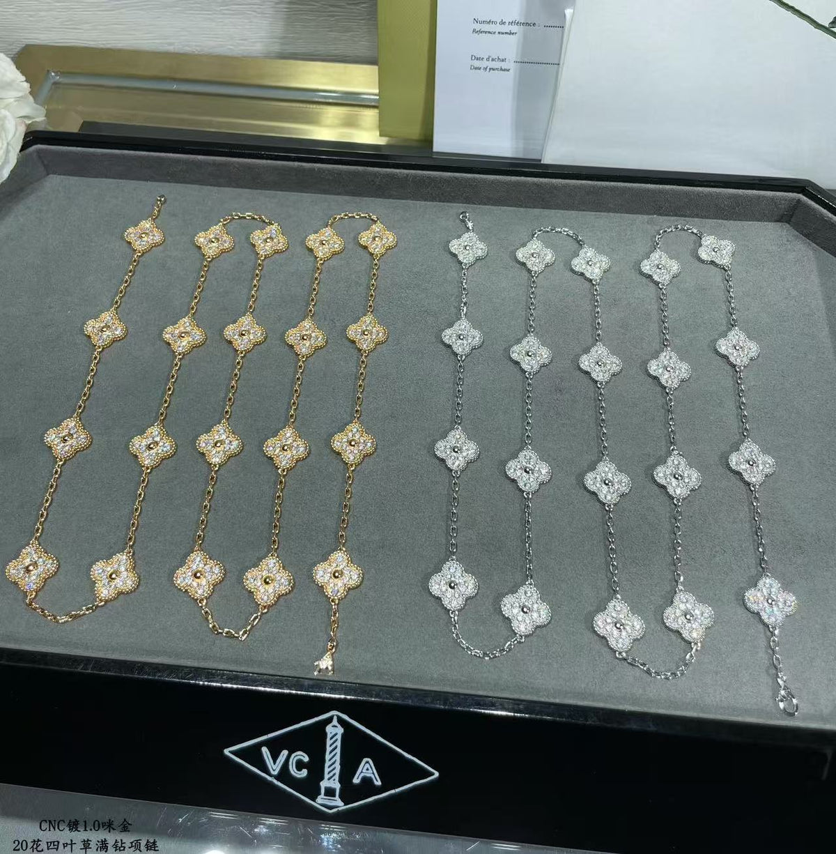 [Dawnora Jewelry]CLOVER 20 MOTIFS FULL-DIAMOND NECKLACE