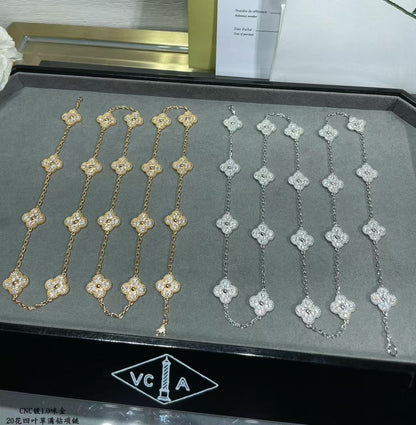 [Dawnora Jewelry]CLOVER 20 MOTIFS FULL-DIAMOND NECKLACE