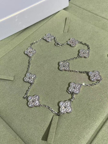 [Dawnora Jewelry]CLOVER 10 MOTIFS  FULL DIAMOND NECKLACE