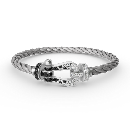 [Dawnora Jewelry]FORCE LARGE HORSESHOE BLACK WHITE DIAMOND BRACELET SILVER