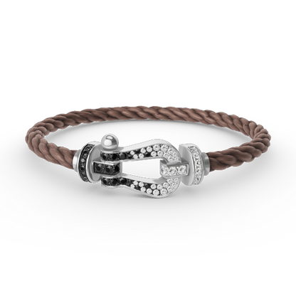[Dawnora Jewelry]FORCE LARGE HORSESHOE BLACK WHITE DIAMOND BRACELET SILVER