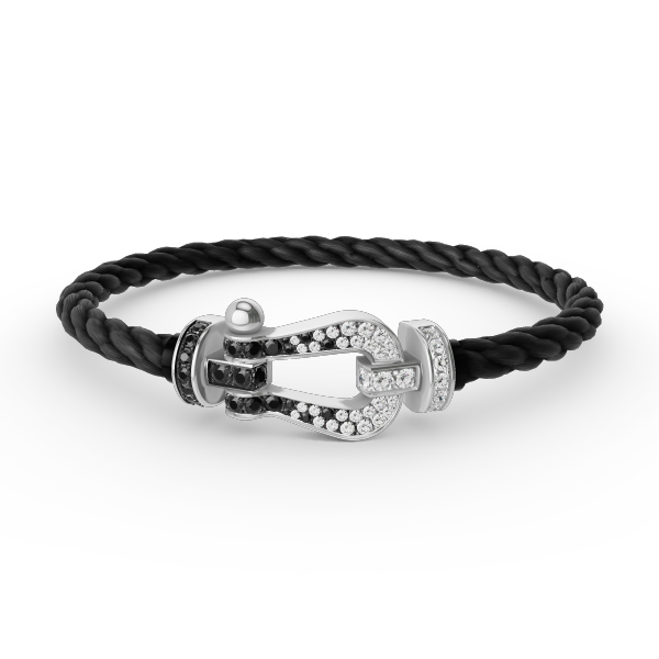 [Dawnora Jewelry]FORCE LARGE HORSESHOE BLACK WHITE DIAMOND BRACELET SILVER