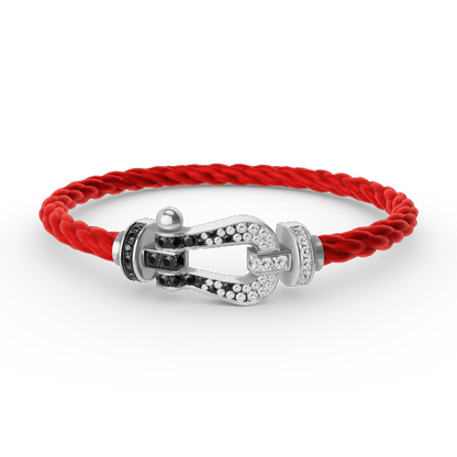 [Dawnora Jewelry]FORCE LARGE HORSESHOE BLACK WHITE DIAMOND BRACELET SILVER
