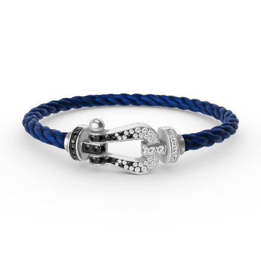 [Dawnora Jewelry]FORCE LARGE HORSESHOE BLACK WHITE DIAMOND BRACELET SILVER