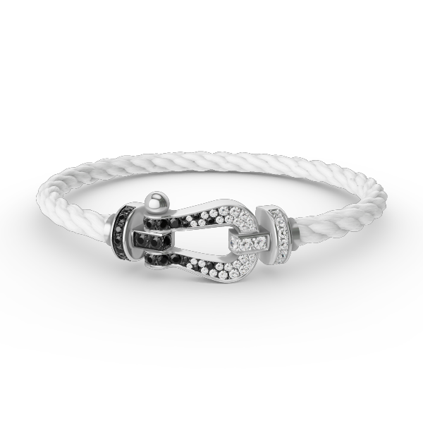 [Dawnora Jewelry]FORCE LARGE HORSESHOE BLACK WHITE DIAMOND BRACELET SILVER