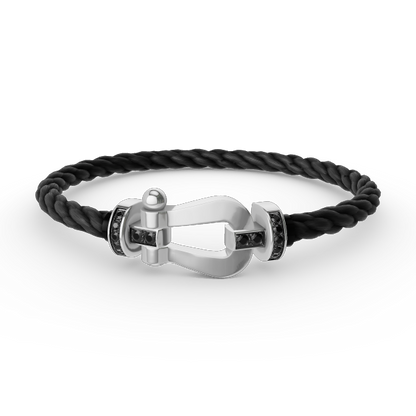 [Dawnora Jewelry]FORCE LARGE HORSESHOE BLACK DIAMOND BRACELET SILVER
