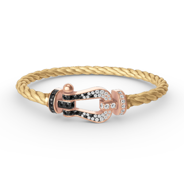 [Dawnora Jewelry]FORCE LARGE HORSESHOE BLACK WHITE DIAMOND BRACELET ROSE GOLD