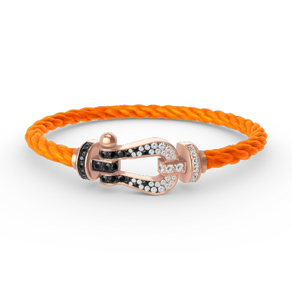 [Dawnora Jewelry]FORCE LARGE HORSESHOE BLACK WHITE DIAMOND BRACELET ROSE GOLD