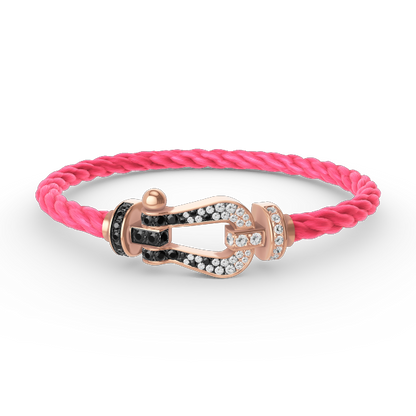 [Dawnora Jewelry]FORCE LARGE HORSESHOE BLACK WHITE DIAMOND BRACELET ROSE GOLD