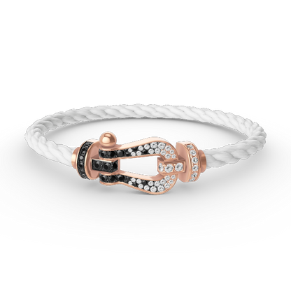 [Dawnora Jewelry]FORCE LARGE HORSESHOE BLACK WHITE DIAMOND BRACELET ROSE GOLD