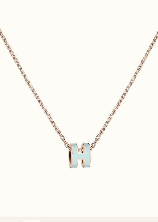 [Dawnora Jewelry]POP H LIGHT BLUE NECKLACE