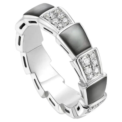[Dawnora Jewelry]SERPENTI RING SILVER DIAMOND BLACK MOP 4MM