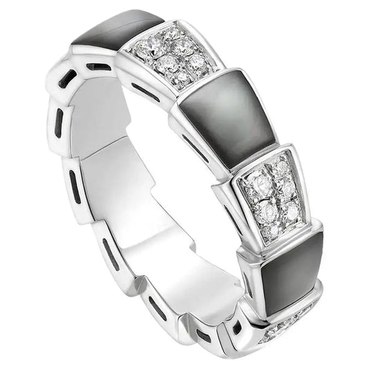 [Dawnora Jewelry]SERPENTI RING SILVER DIAMOND BLACK MOP 4MM