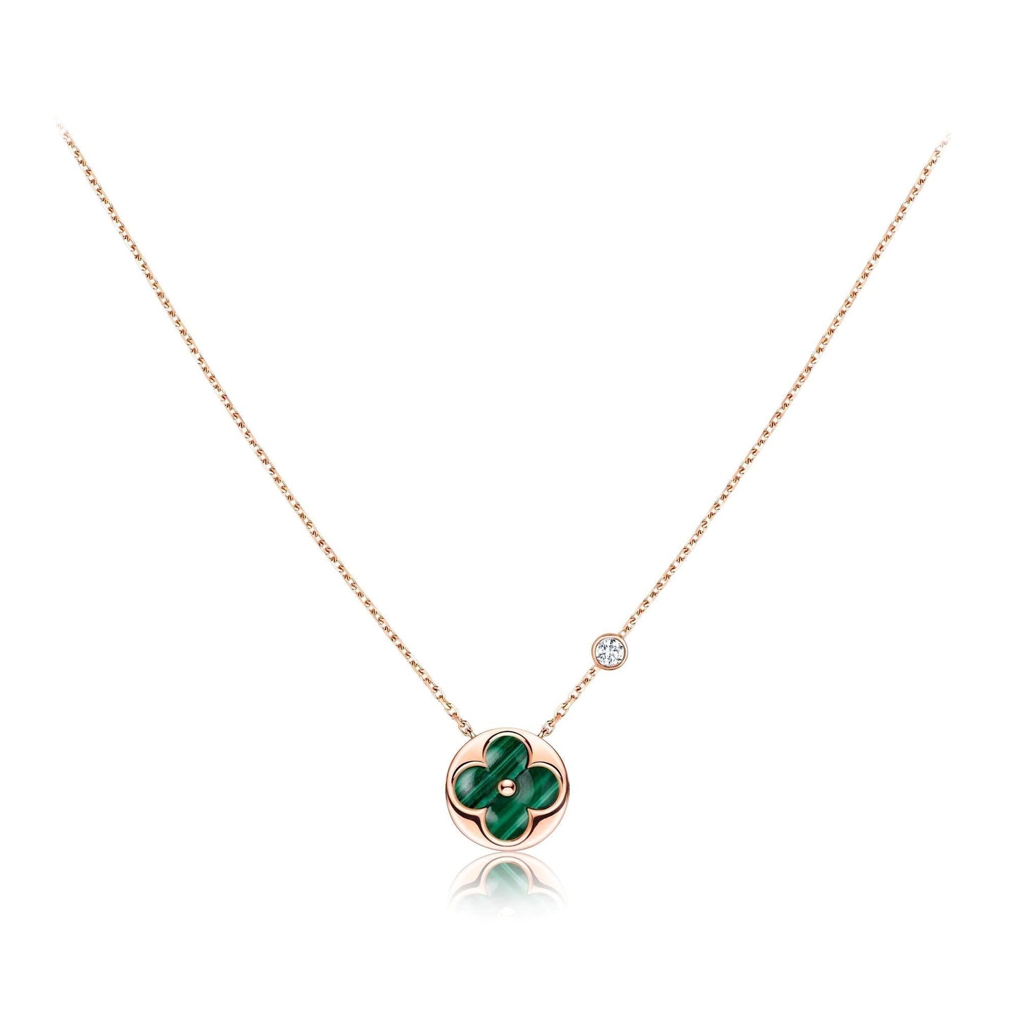 [Dawnora Jewelry]SUN PEDANT PINK GOLD 1 DIAMOND NECKLACE