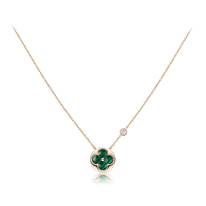[Dawnora Jewelry]SUN PEDANT PINK GOLD 1 DIAMOND NECKLACE