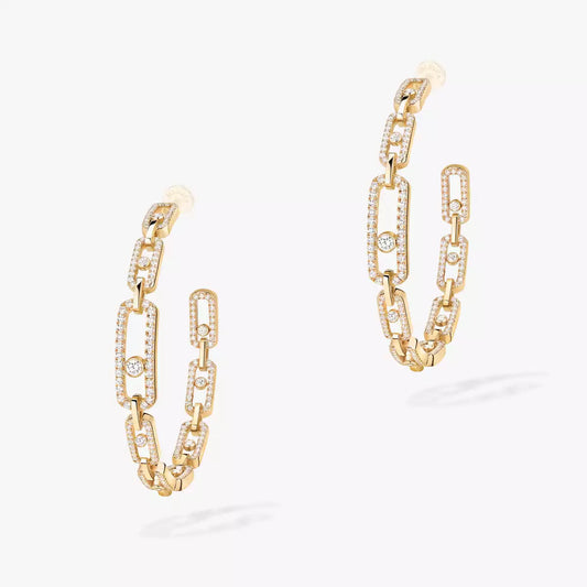 [Dawnora Jewelry]Move Link Diamond Hoop Earrings