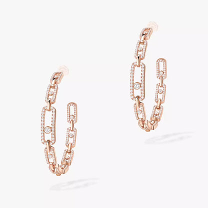 [Dawnora Jewelry]Move Link Diamond Hoop Earrings