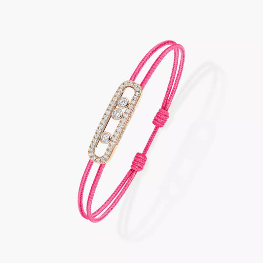 [Dawnora Jewelry]Care(Medium-3.5mm) pink cord pavé bracelet
