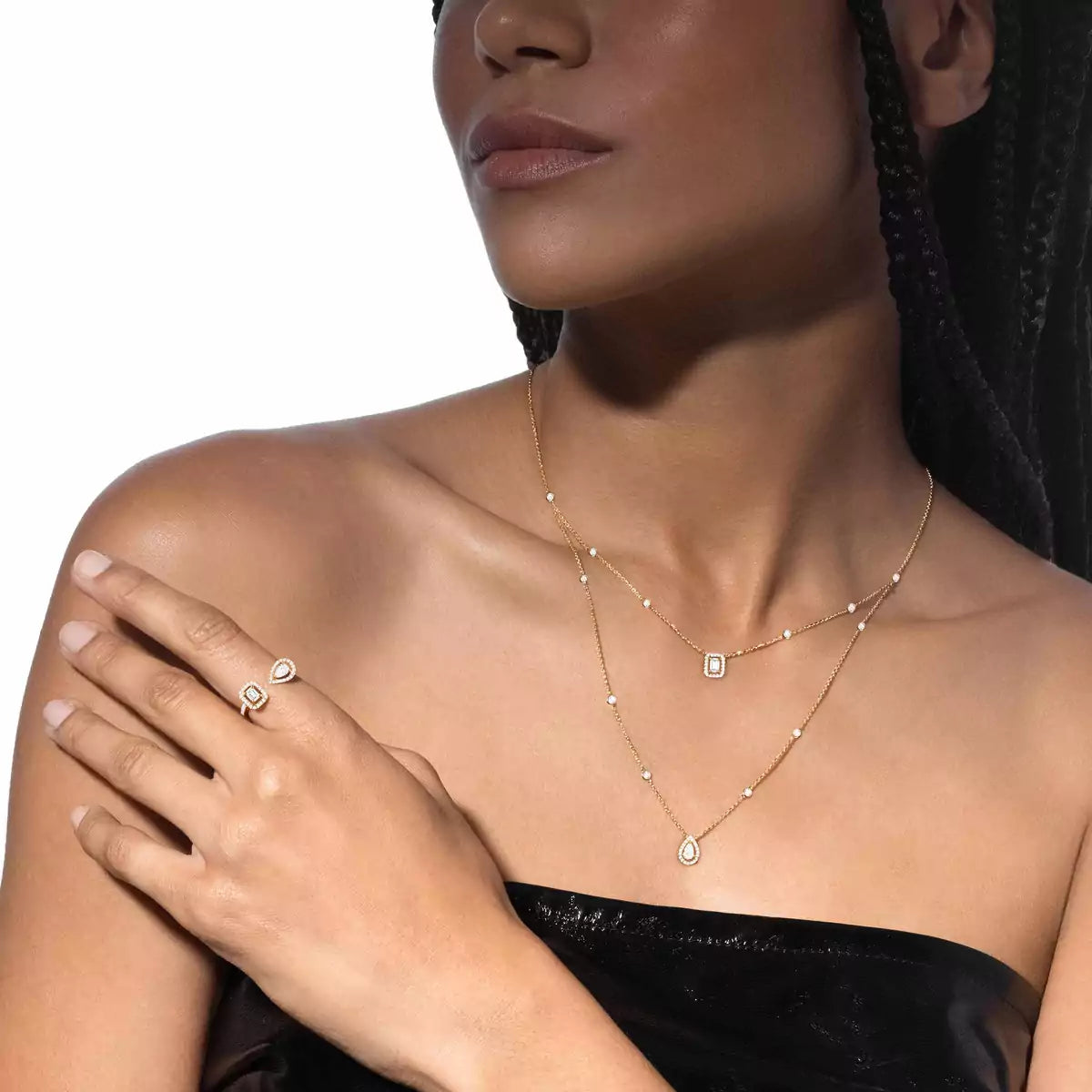[Dawnora Jewelry]Diamond Necklace My Twin 2 Rows