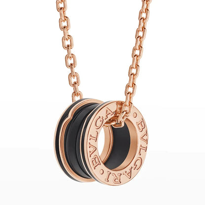 [Dawnora Jewelry]ZERO 1 BLACK CERAMIC PINK GOLD NECKLACE