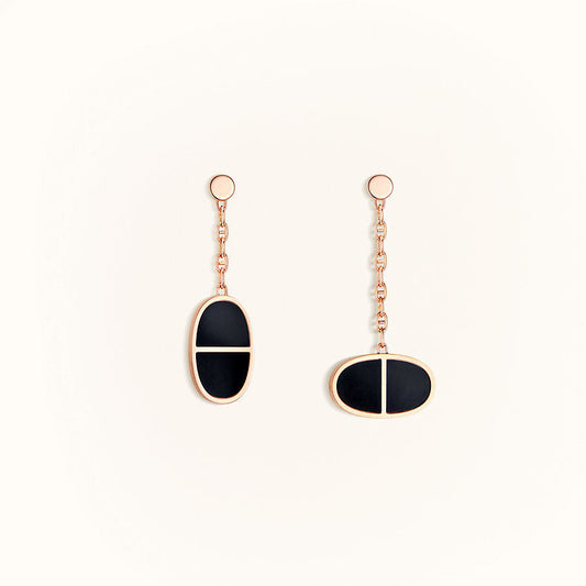 [Dawnora Jewelry]CHAINE VERSO BLACK CERAMIC EARRINGS