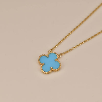 [Dawnora Jewelry]CLOVER 15MM VINTAGE TURQUOISE NECKLACE