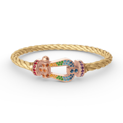 [Dawnora Jewelry]FORCE LARGE HORSESHOE  COLORED DIAMOND BRACELET ROSE GOLD
