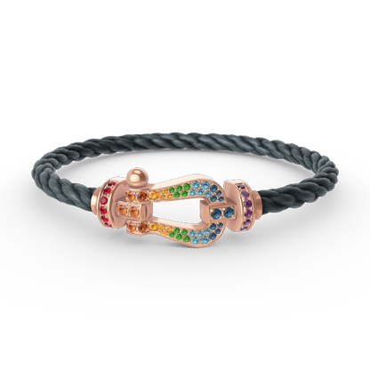 [Dawnora Jewelry]FORCE LARGE HORSESHOE  COLORED DIAMOND BRACELET ROSE GOLD