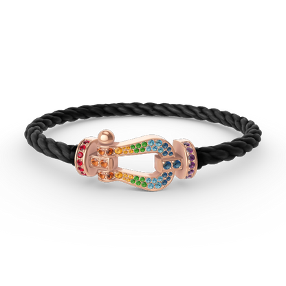 [Dawnora Jewelry]FORCE LARGE HORSESHOE  COLORED DIAMOND BRACELET ROSE GOLD