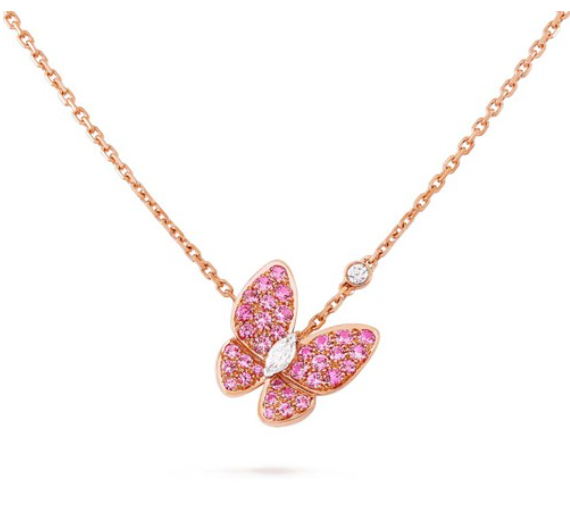 [Dawnora Jewelry]BUTTERFLY RED DIAMOND ROSE GOLD NECKLACE