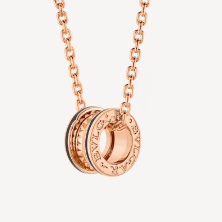 [Dawnora Jewelry]ZERO 1 ROCK PEDANT PINK GOLD BLACK NECKLACE