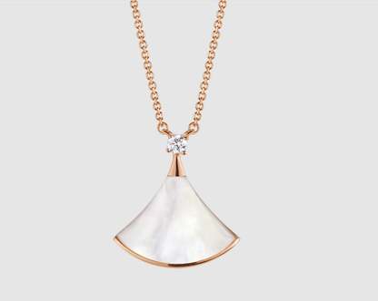 [Dawnora Jewelry]DREAM NECKLACE WHITE MOP PINK GOLD 1 DIAMOND