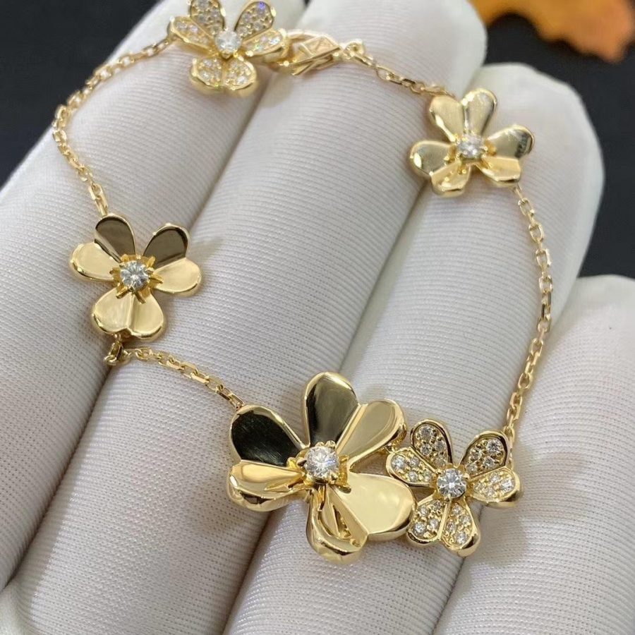 [Dawnora Jewelry]FRIVOLE GOLD 5 FLOWERS BRACELET