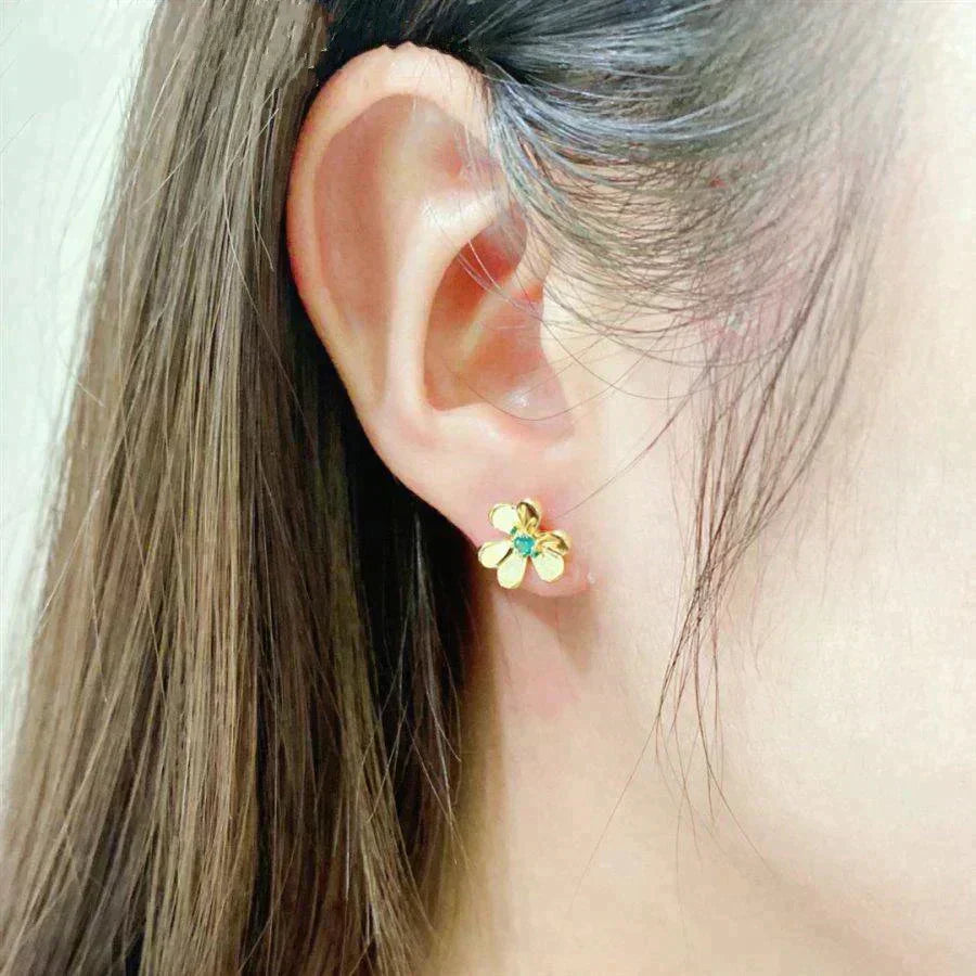 [Dawnora Jewelry]FRIVOLE  FLOWER MALACHITE EARRINGS