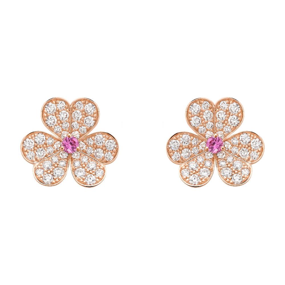 [Dawnora Jewelry]FRIVOLE PINK GOLD FLOWER DIAMOND EARRINGS
