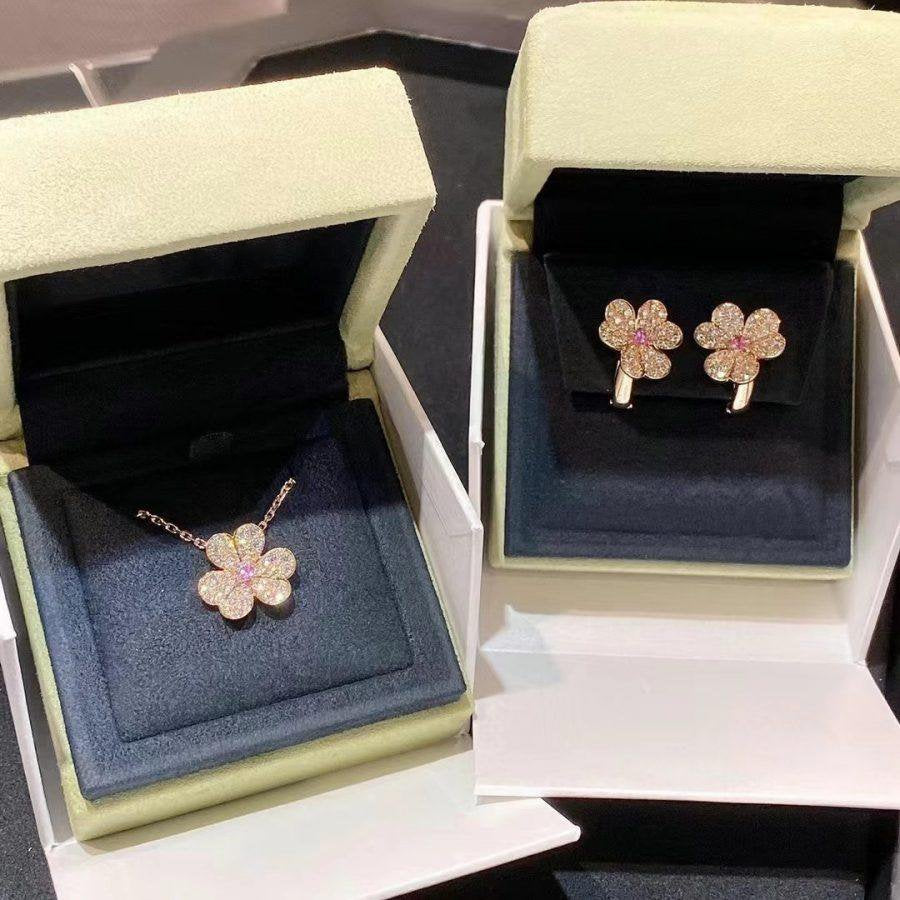 [Dawnora Jewelry]FRIVOLE PINK GOLD FLOWER DIAMOND EARRINGS